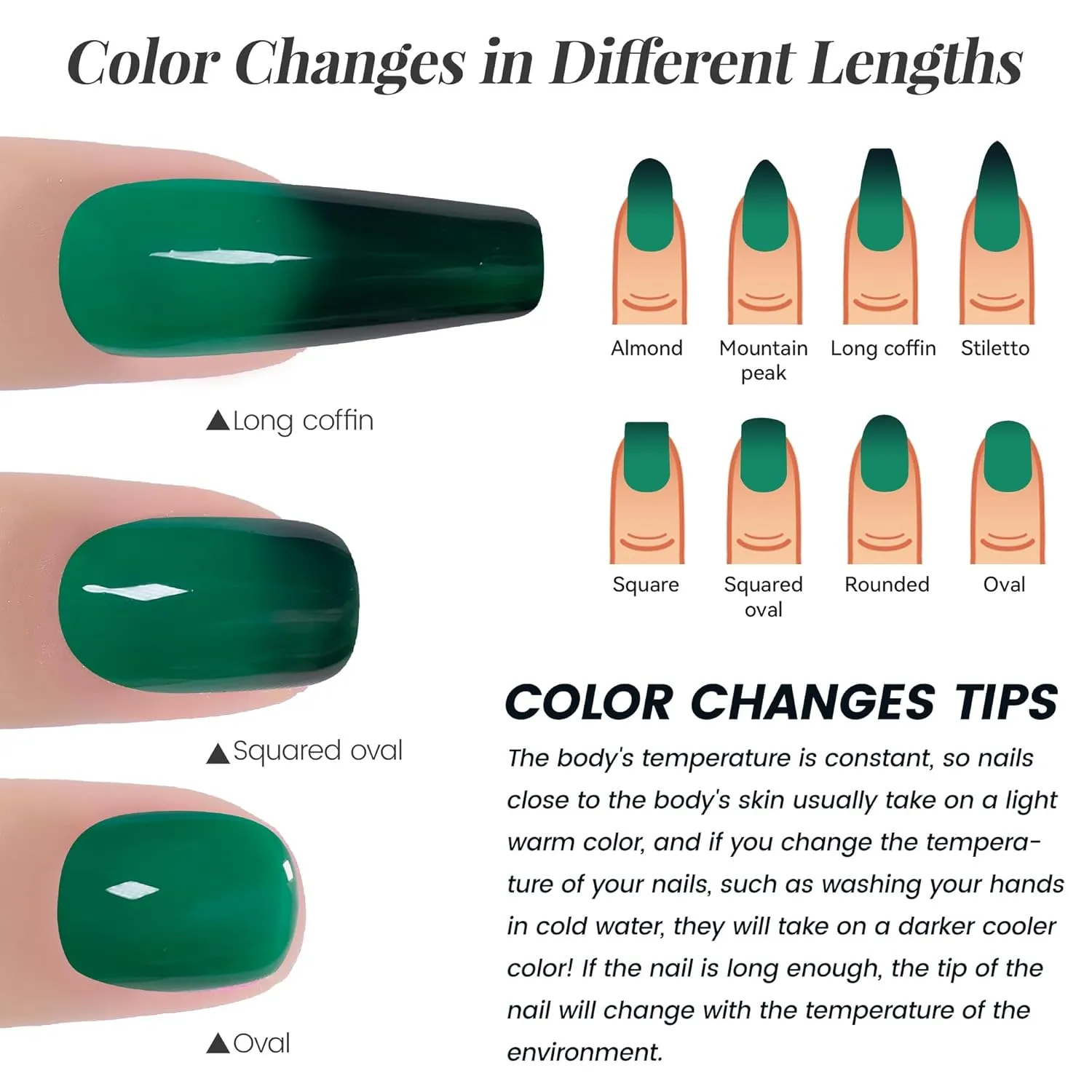 YTD Likomey Color Changing Gel Nail Polish Set,6 Colors with Base and Top Coat Kit,Mood Temperature Change Colors,Gift Red Green Blue Ombre Thermal Manicure UV Gel,8 Pcs 7.5 ml
