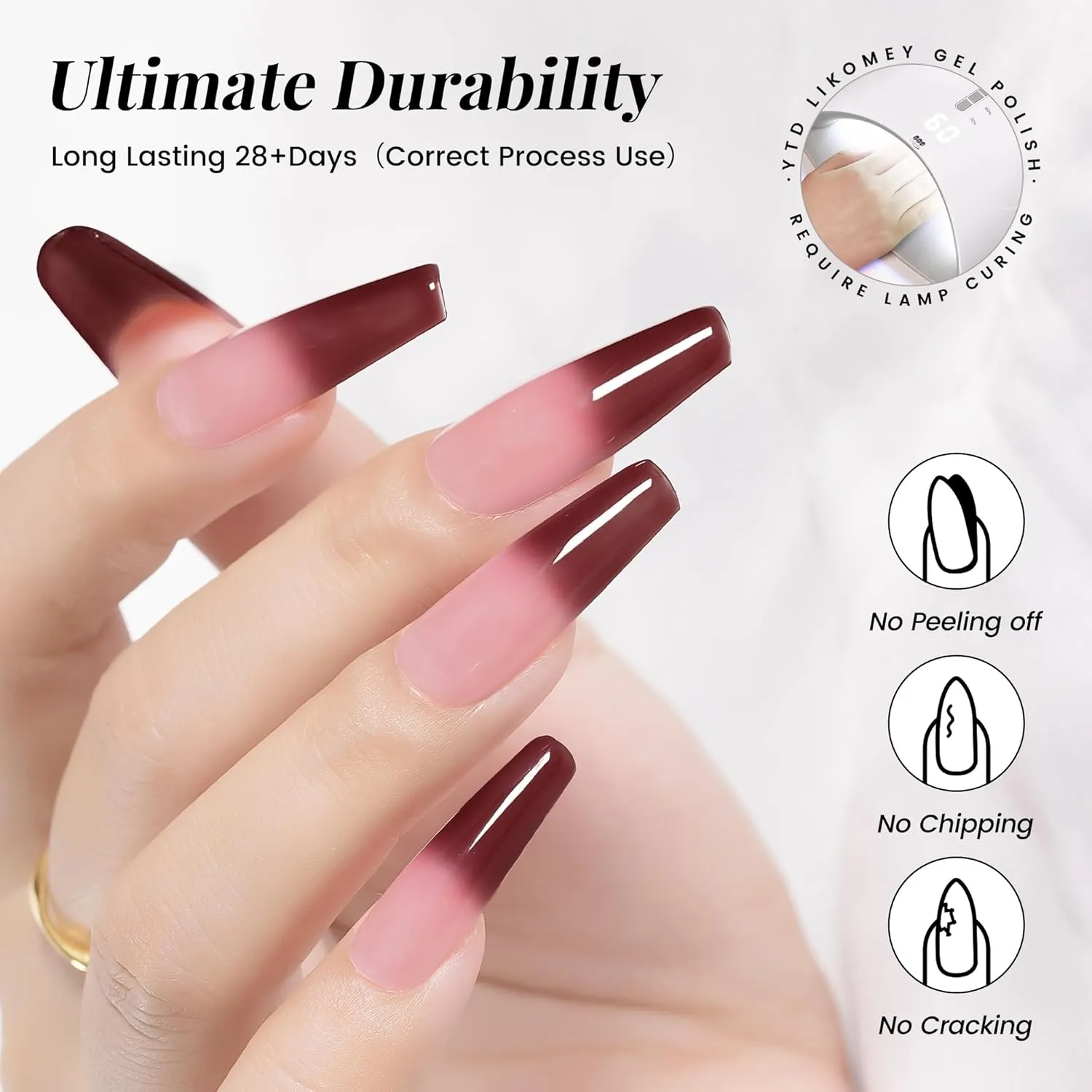 YTD Likomey Color Changing Gel Nail Polish Set,6 Colors with Base and Top Coat Kit,Mood Temperature Change Colors,Gift Red Green Blue Ombre Thermal Manicure UV Gel,8 Pcs 7.5 ml