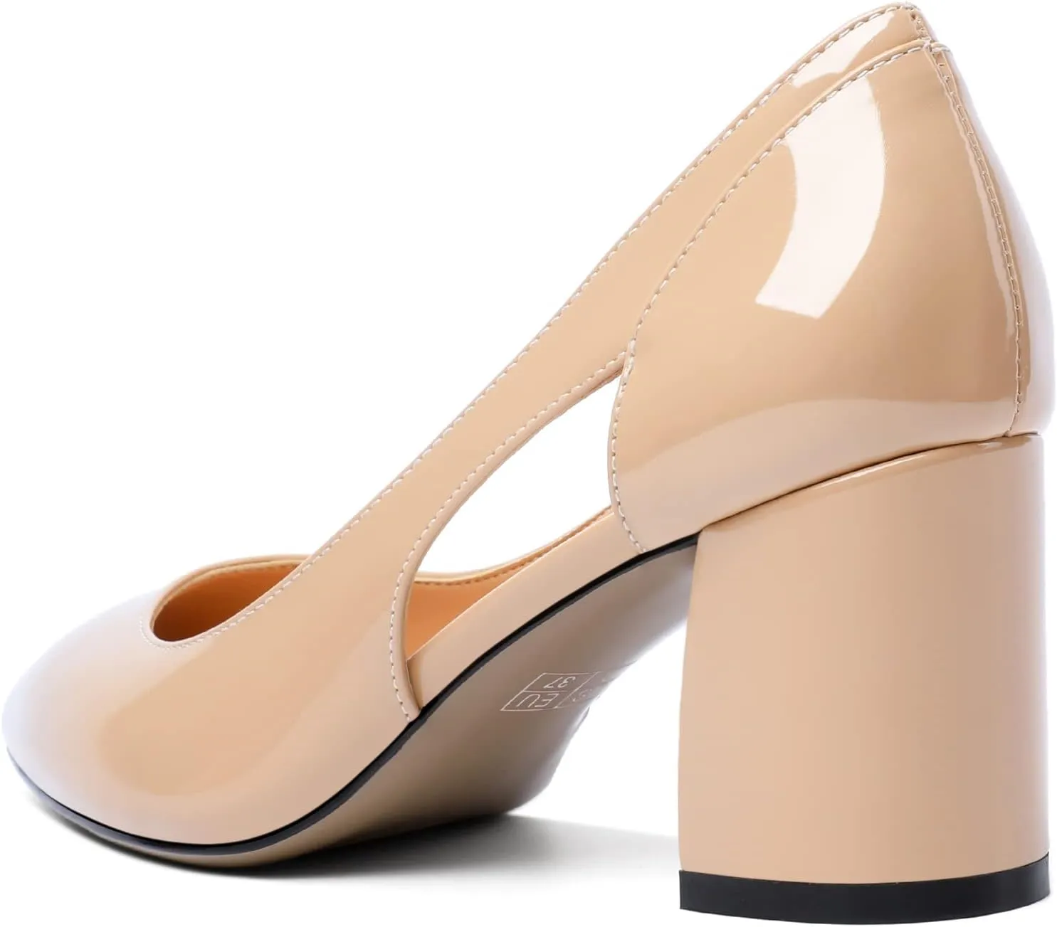 Zamikoo Women's Mid Block Heel Pumps, Pointed Toe Slip On Cutout Chunky Heels Ladies Office Event Party Dress Shoes 2.5 Inches