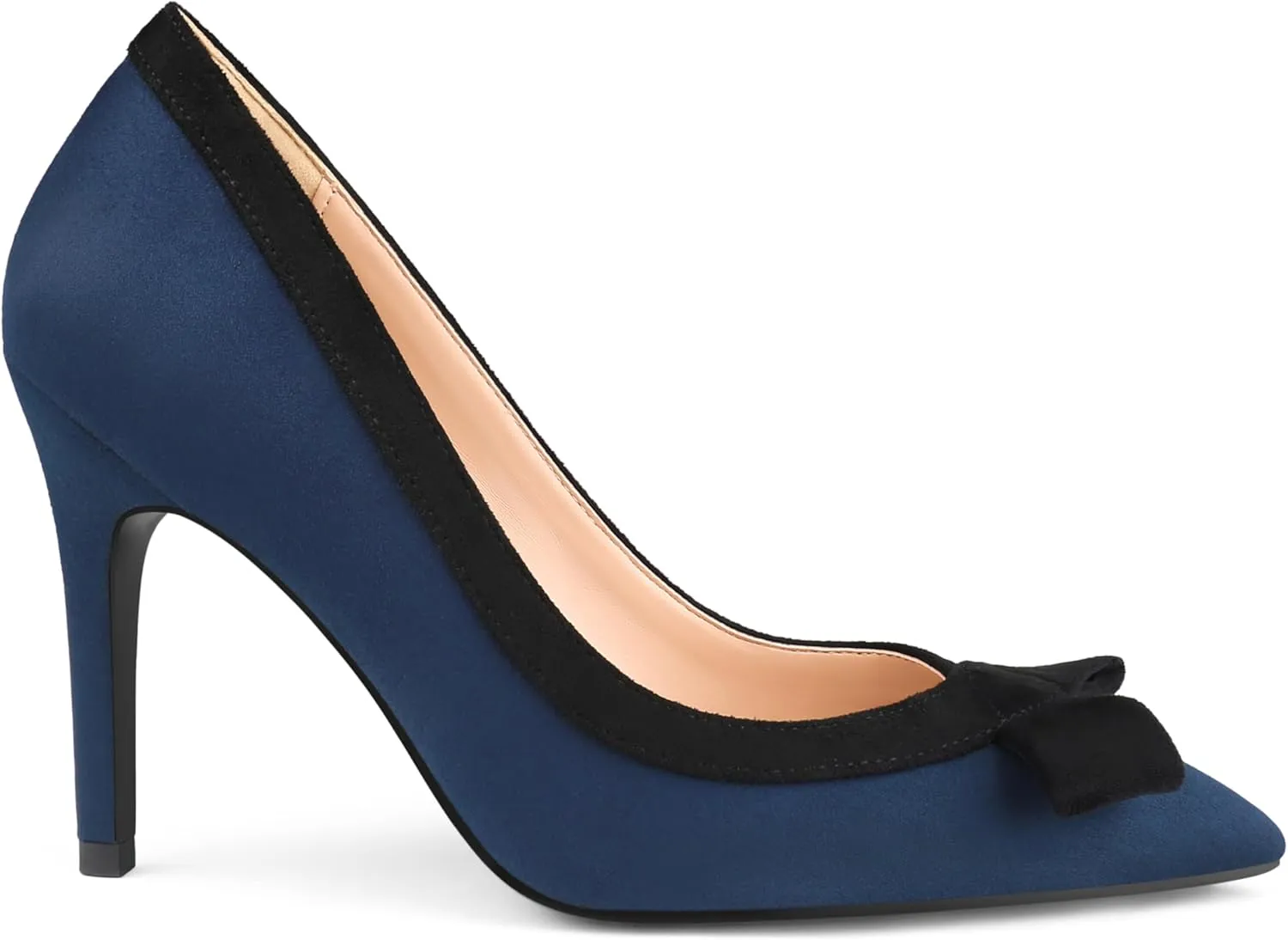 Zzheels Women's Bow High Heels Closed Pointy Toe Pumps 3.5'' Stiletto Heels Slip on Dress Shoes